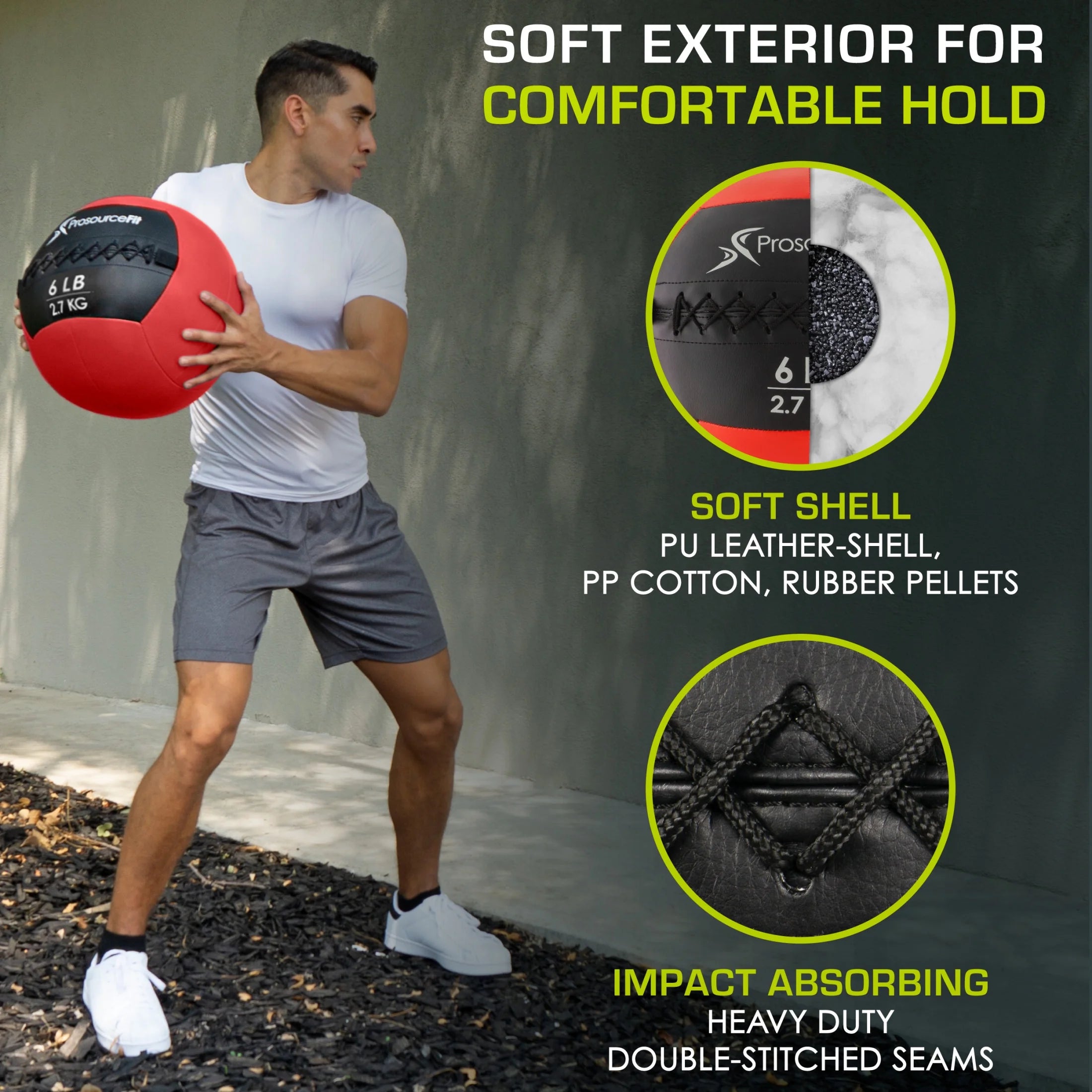 Soft Medicine Balls with Color-Coded Weights, 6 Lb