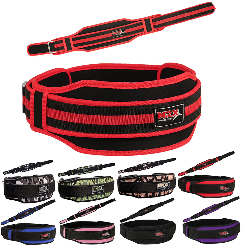 Weight Lifting Belt with Double Back Support Gym Training 5" Wide Belts Black / Red XXL