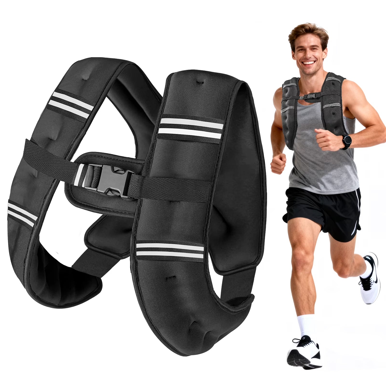 Weighted Vest 6LBS Weight Vest for Woman Men Sport Weighted Vest with Reflective Stripe Adjustable Buckle Straps Mesh Pocket for Strength Training Running