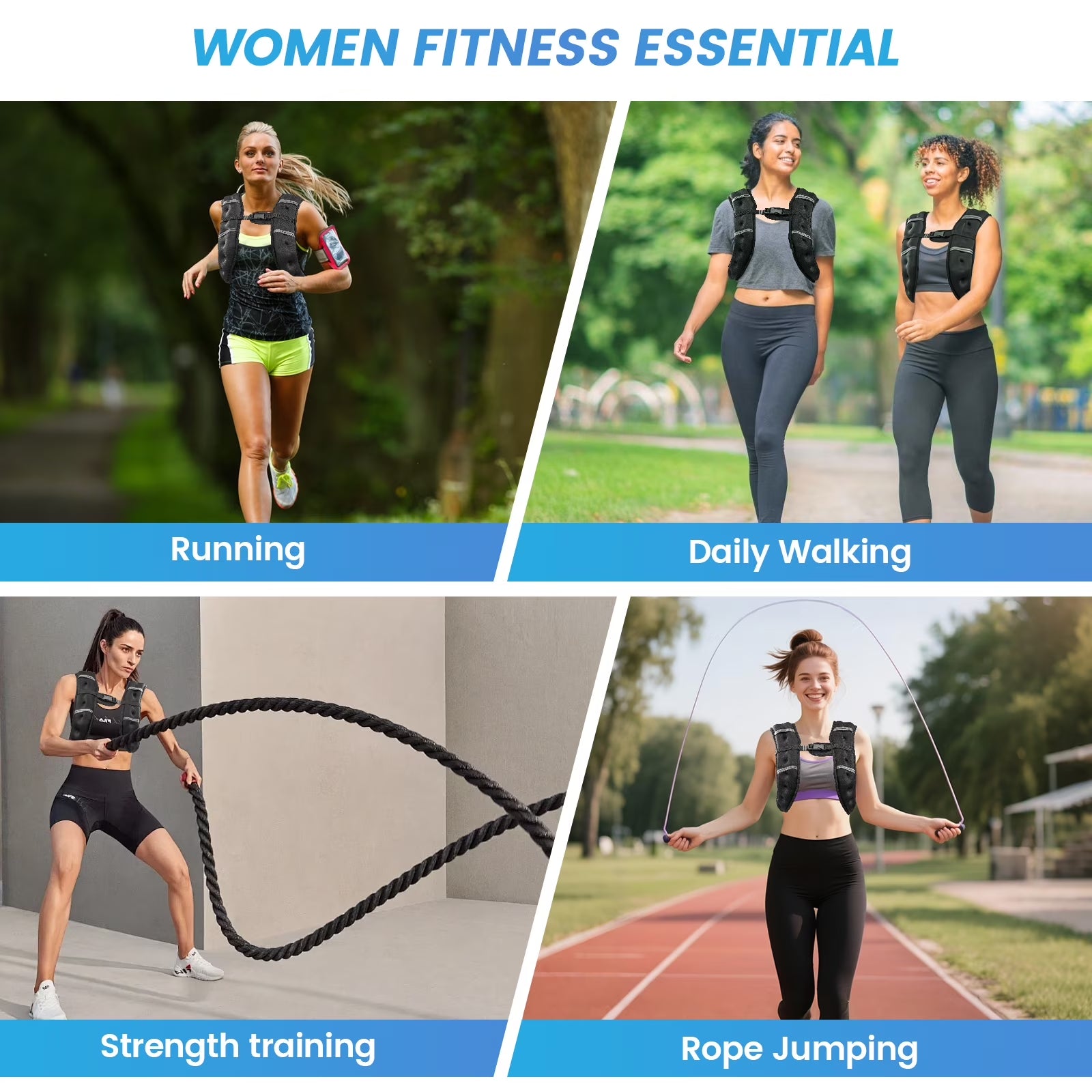 Weighted Vest 6LBS Weight Vest for Woman Men Sport Weighted Vest with Reflective Stripe Adjustable Buckle Straps Mesh Pocket for Strength Training Running