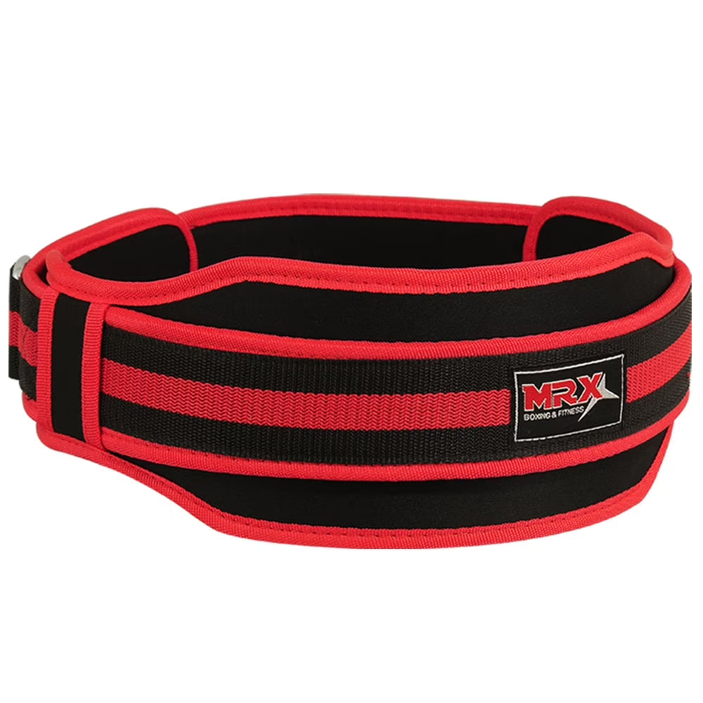 Weight Lifting Belt with Double Back Support Gym Training 5" Wide Belts Black / Red XXL