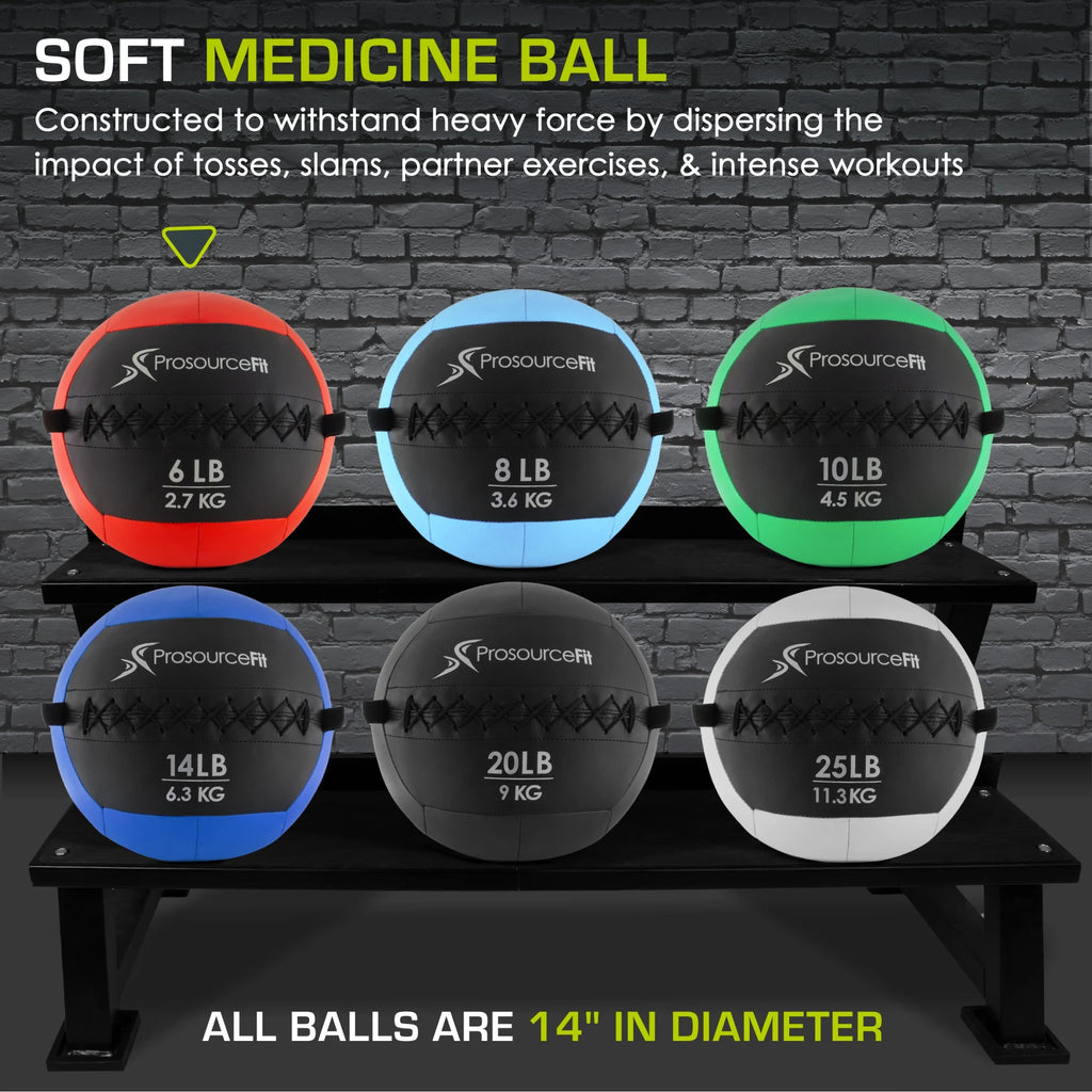 Soft Medicine Balls with Color-Coded Weights, 6 Lb