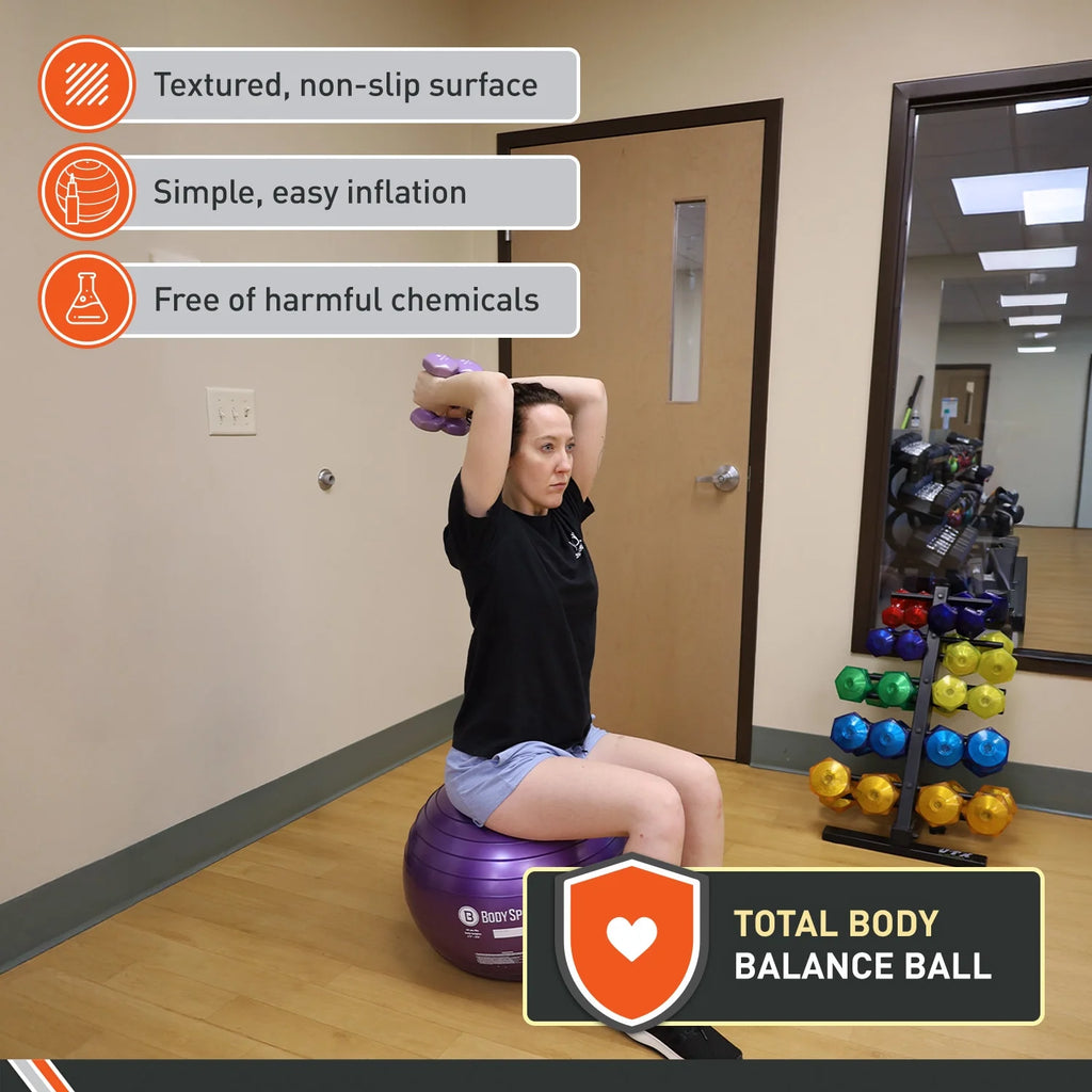 Purple Fitness Ball (45 Cm), Pump & Exercise Guide Included