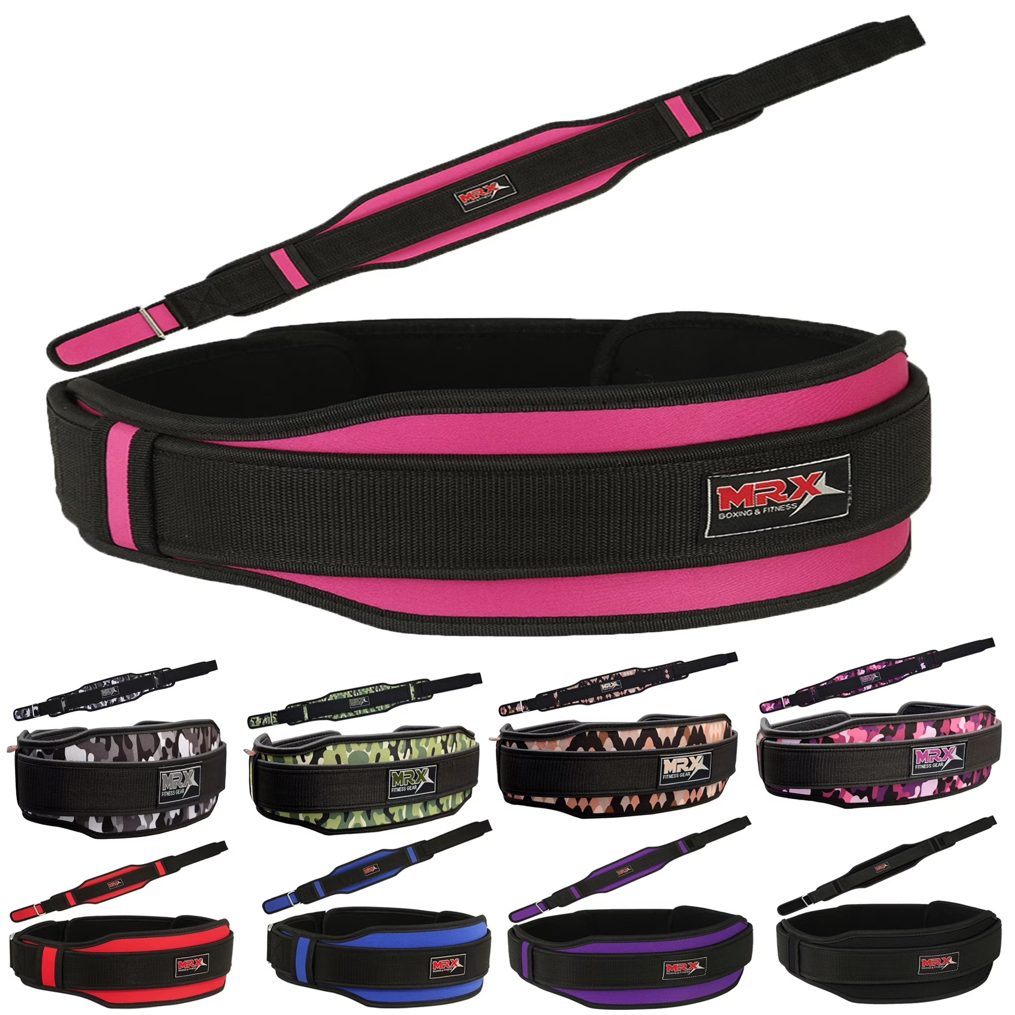 Weight Lifting Belt with Double Back Support Gym Training 5" Wide Belts Black / Red XXL