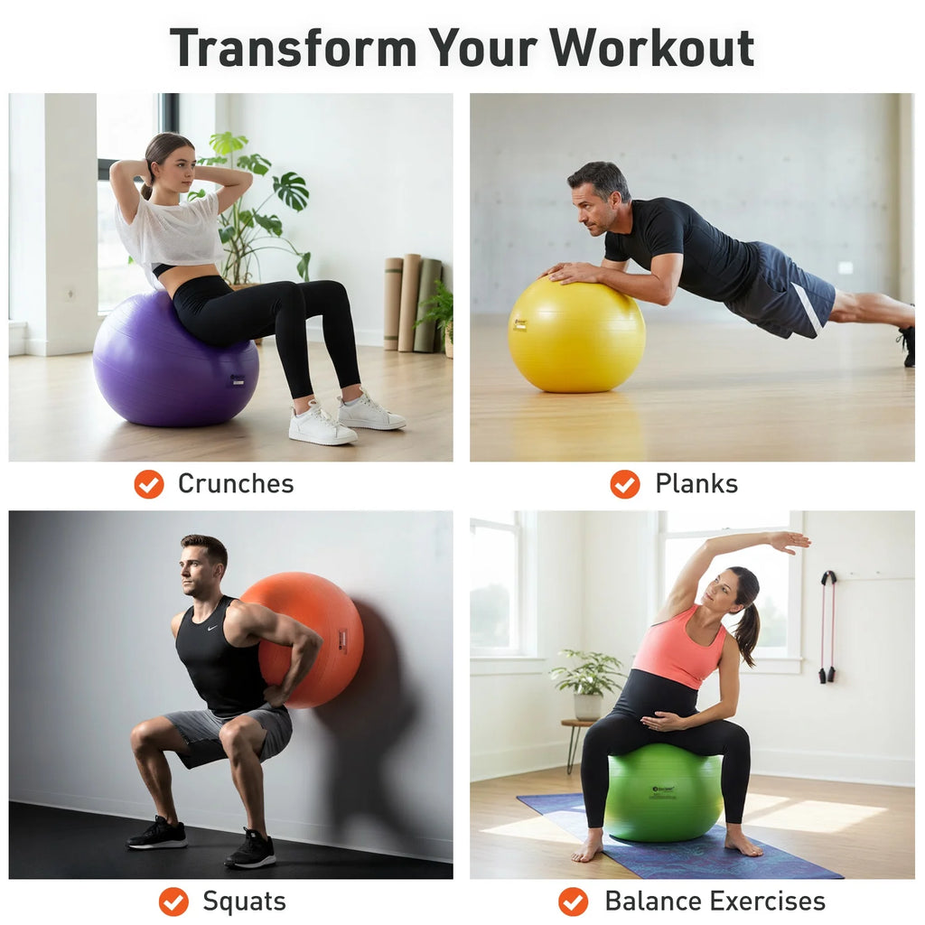 Purple Fitness Ball (45 Cm), Pump & Exercise Guide Included
