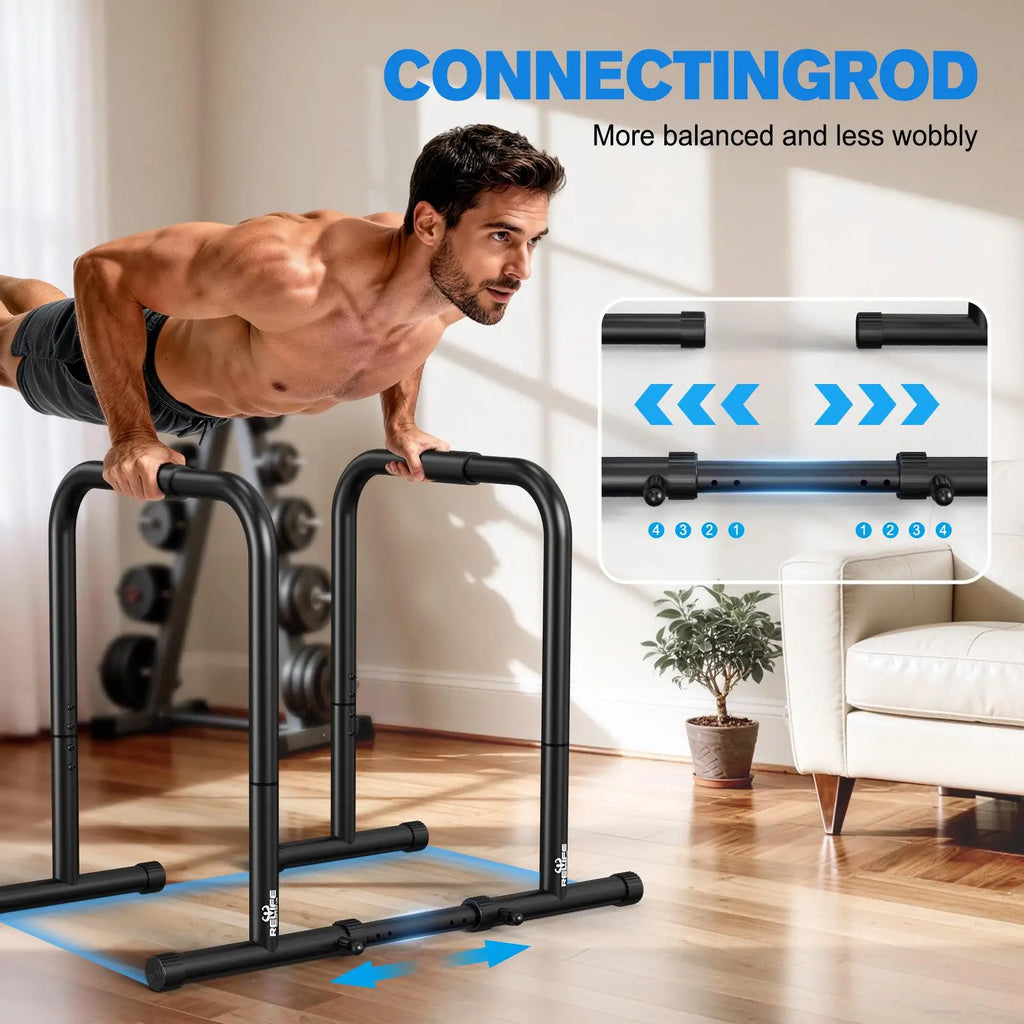 RELIFE Adjustable Dip Bar Station, 400LB Capacity Heavy Duty Parallel Bars, Home Gym Calisthenics Strength Training Equipment