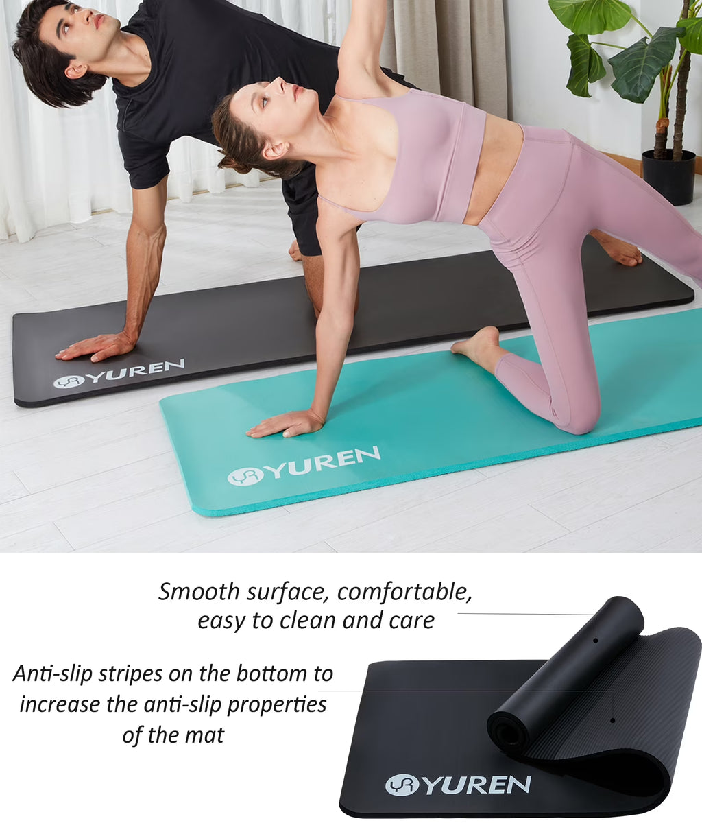 Extra Thick 20Mm Yoga Mat High-Density NBR Foam Pilates Exercise Stretching Fitness Mats, 76” X 24”, Black
