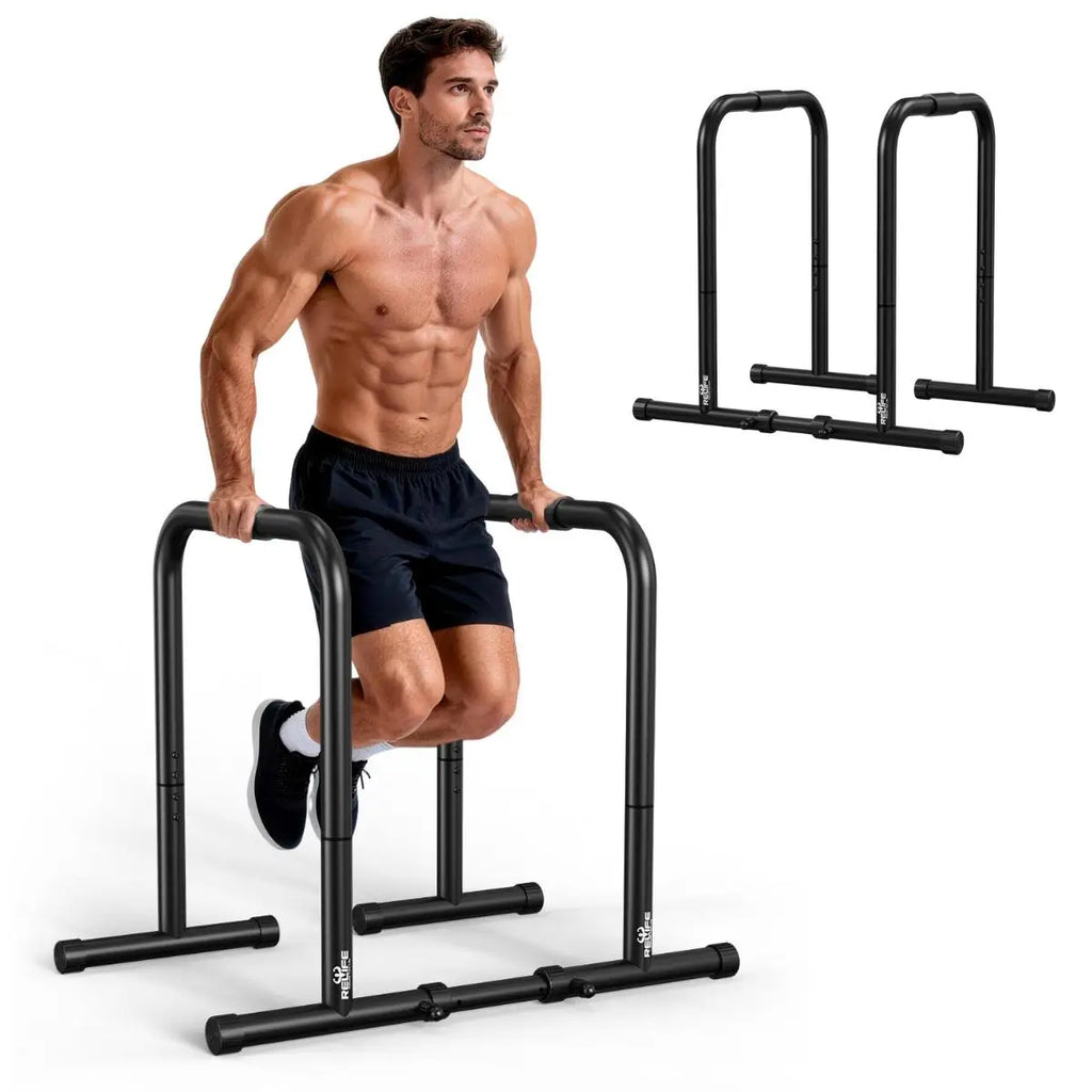 RELIFE Adjustable Dip Bar Station, 400LB Capacity Heavy Duty Parallel Bars, Home Gym Calisthenics Strength Training Equipment