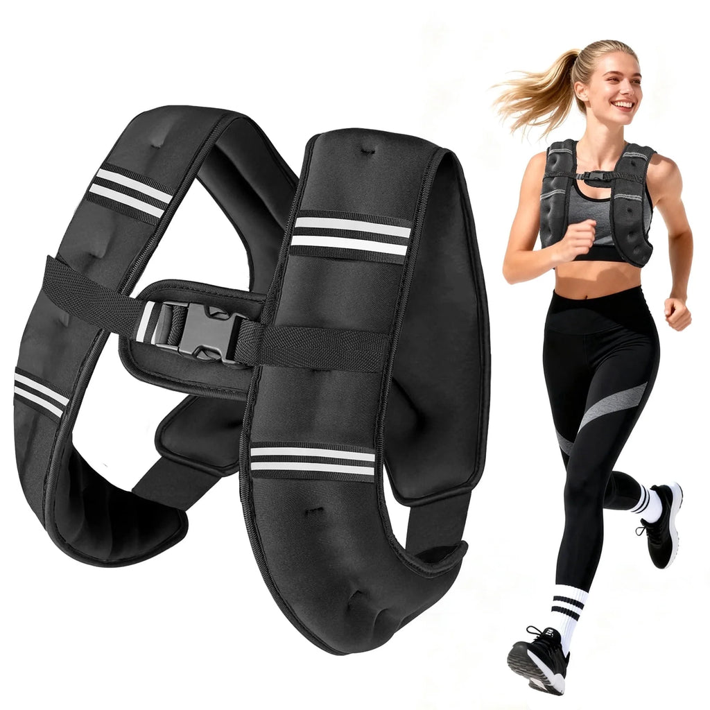 Weighted Vest 6LBS Weight Vest for Woman Men Sport Weighted Vest with Reflective Stripe Adjustable Buckle Straps Mesh Pocket for Strength Training Running