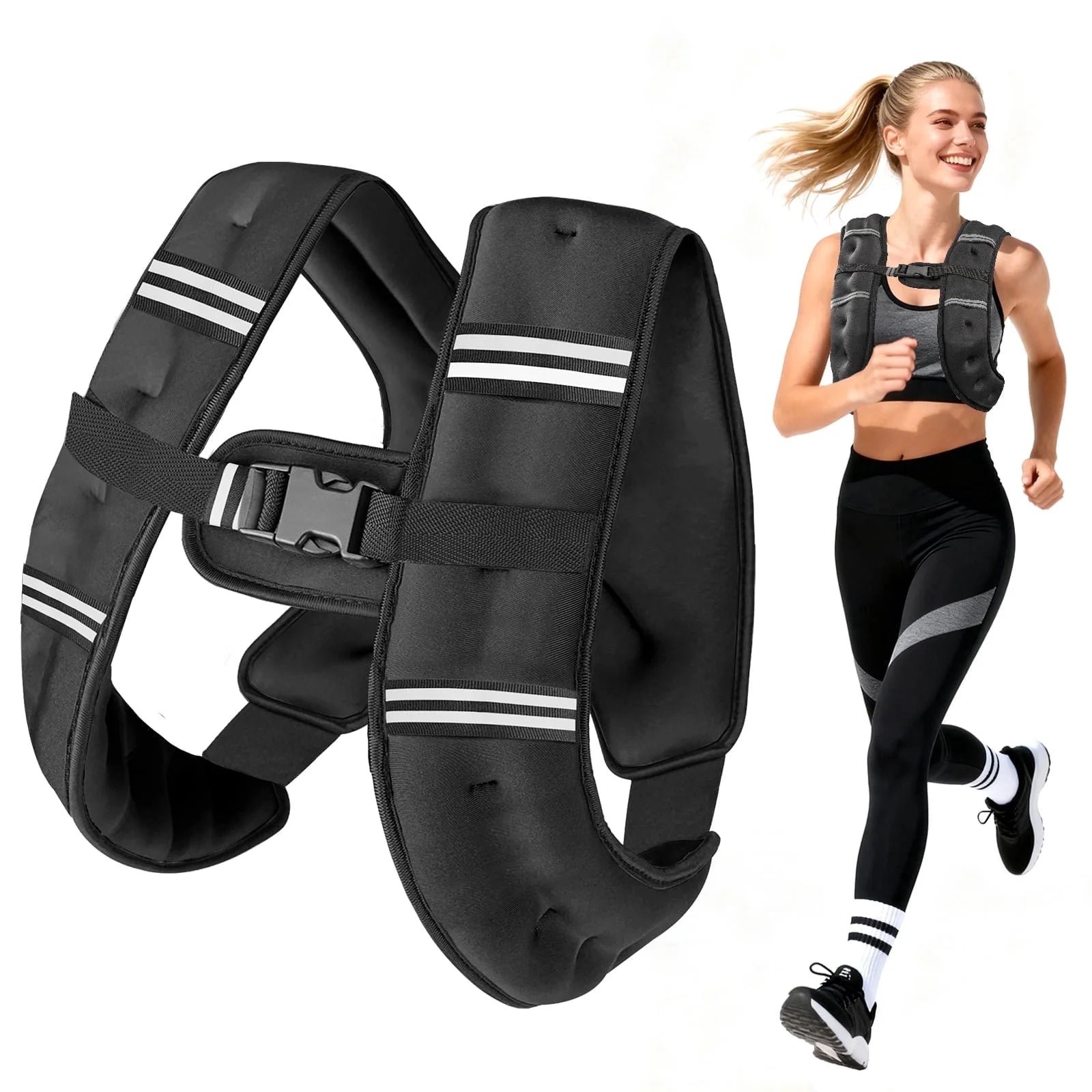 Weighted Vest 6LBS Weight Vest for Woman Men Sport Weighted Vest with Reflective Stripe Adjustable Buckle Straps Mesh Pocket for Strength Training Running
