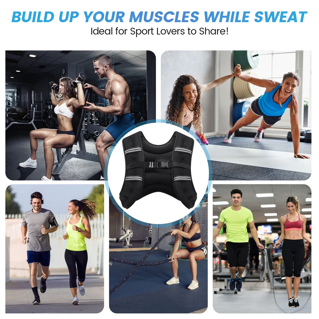 Weighted Vest 6LBS Weight Vest for Woman Men Sport Weighted Vest with Reflective Stripe Adjustable Buckle Straps Mesh Pocket for Strength Training Running