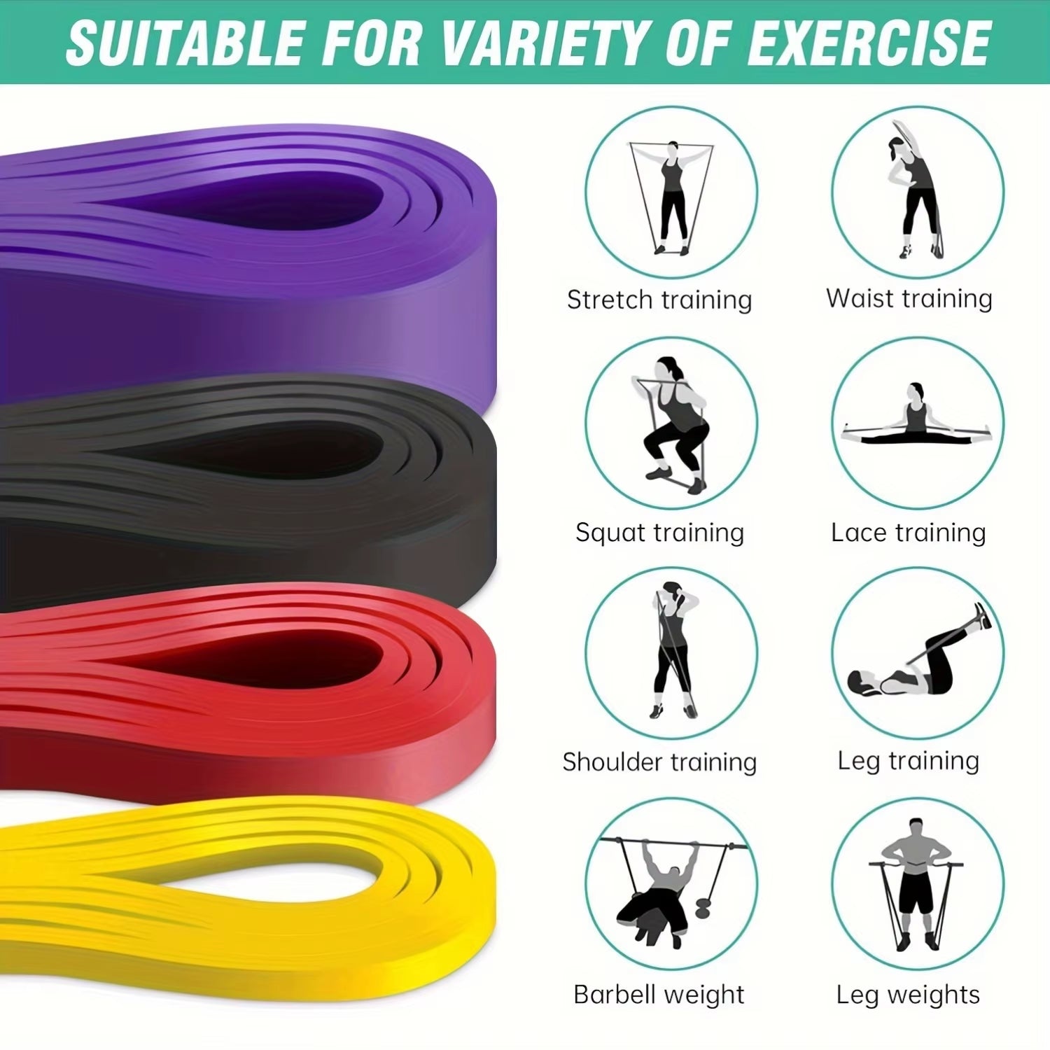 4Pcs/Set  Band, Pull-Up Belt, Pull-Up Auxiliary Belt, Exercise Belt, Leg  Band, Muscle Training