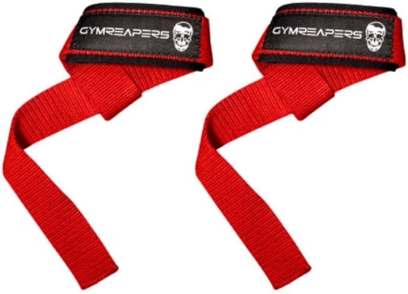 Lifting Wrist Straps for Weightlifting, Bodybuilding, Powerlifting, Strength Training, & Deadlifts - Padded Neoprene with 18 Inch Cotton (Red)