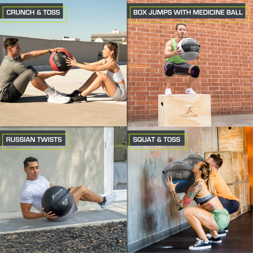 Soft Medicine Balls with Color-Coded Weights, 6 Lb