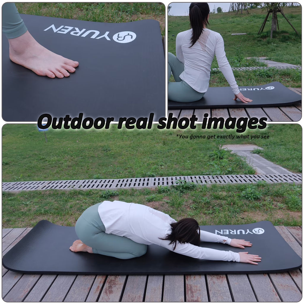 Extra Thick 20Mm Yoga Mat High-Density NBR Foam Pilates Exercise Stretching Fitness Mats, 76” X 24”, Black