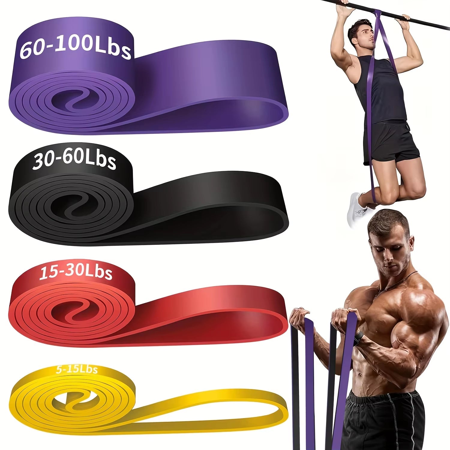 4Pcs/Set  Band, Pull-Up Belt, Pull-Up Auxiliary Belt, Exercise Belt, Leg  Band, Muscle Training