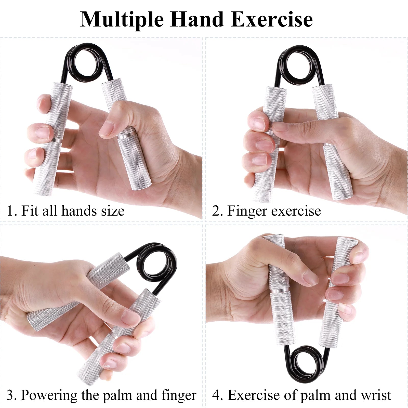 Grip Strength Trainer Set, 50LB-200LB Hand Gripper Strengthener 4 Pack, Metal No Slip Forearm Strengthener Exerciser with Grip Pads for Strength Training, Injury Recovery, Muscle Building